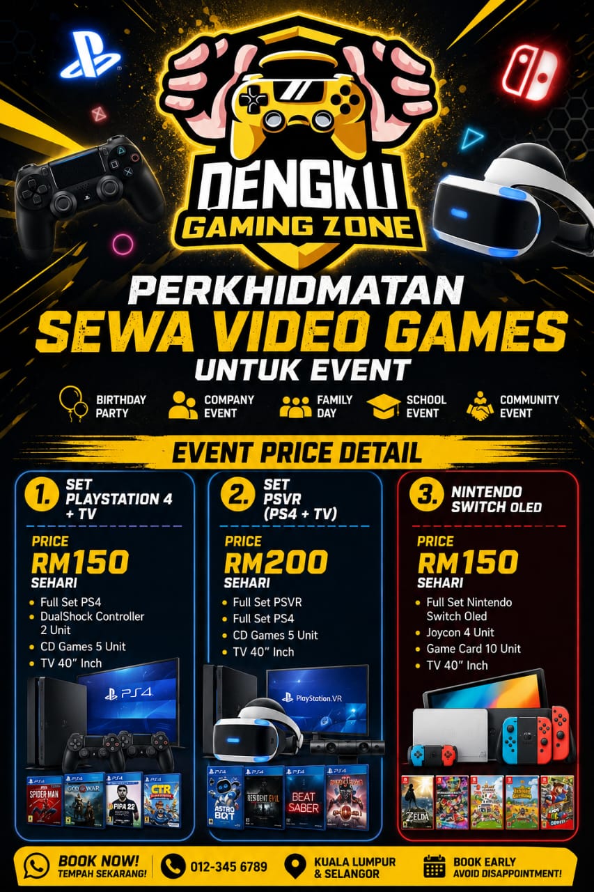 Perkhidmatan Sewa Video Games Untuk Event - Dengku Gaming Zone